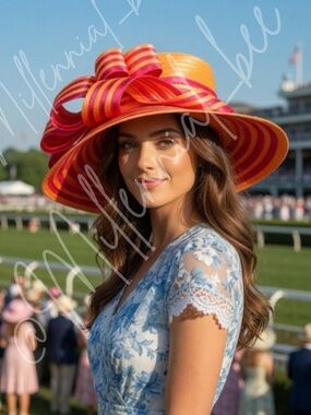 Kentucky Derby Oaks Orange Statement Hat Bold Stripe Spring